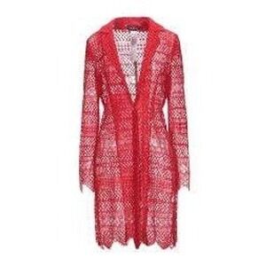 NWT Twinset Simona Barbieri Red Crochet Lace Longline Cardigan Jacket Size  44